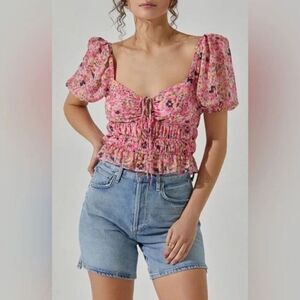ASTR the label shorted puff sleeve top size small